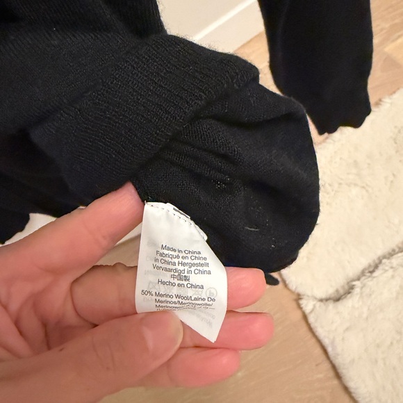 Madewell Merino Wool Blend Beautiful Black Crew Neck Sweater size S - Picture 4 of 5